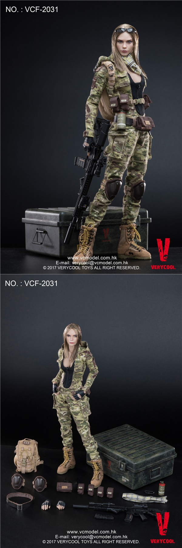 [[verycool][vcf 2031] 1 6 Mc Camouflage Women Soldier Villa L Mc